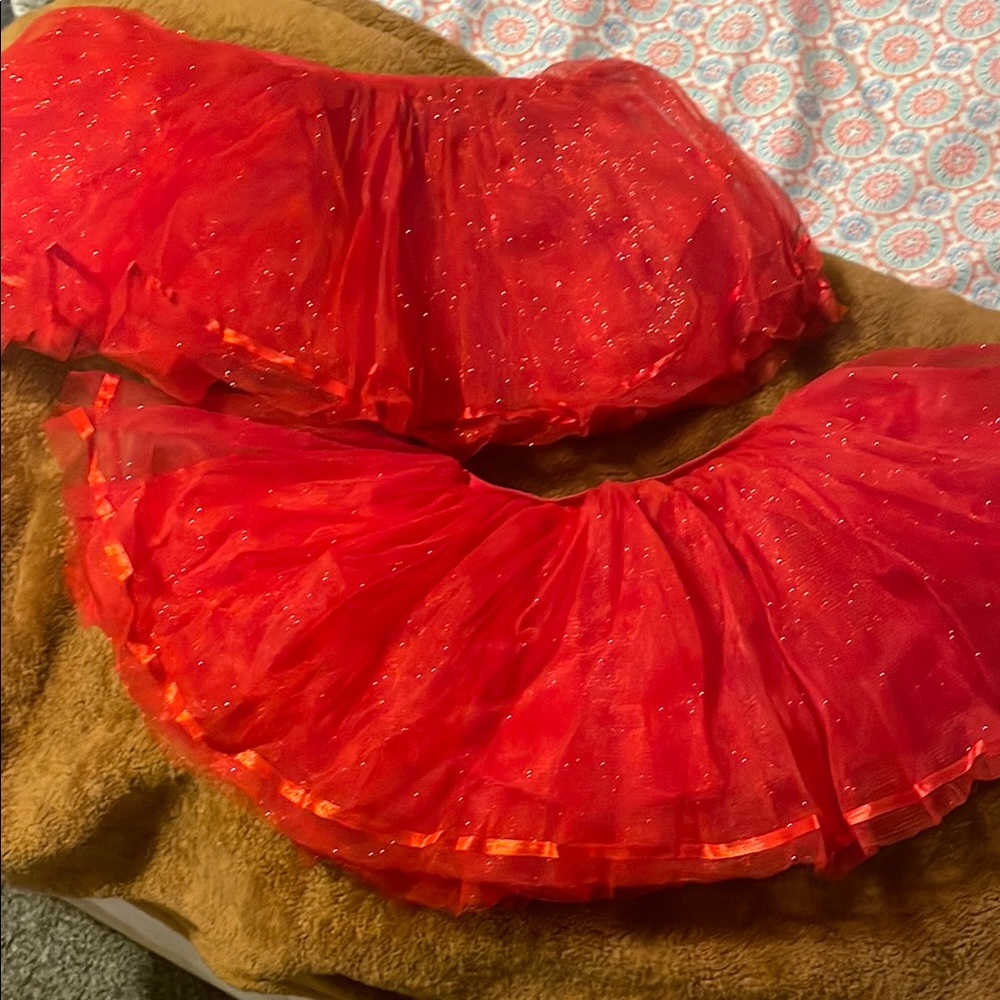Red Tulle Skirt with Glitter